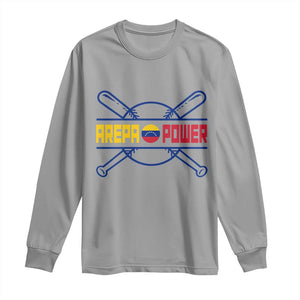 Arepa Power Baseball Crossed Bats Long Sleeve Shirt Funny Venezuelan Pride Gift for Latino Sports Fans TS02 Sport Gray Print Your Wear