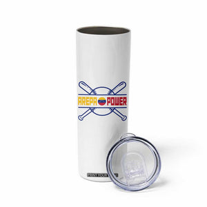 Arepa Power Baseball Crossed Bats Skinny Tumbler Funny Venezuelan Pride Gift for Latino Sports Fans TS02 Print Your Wear