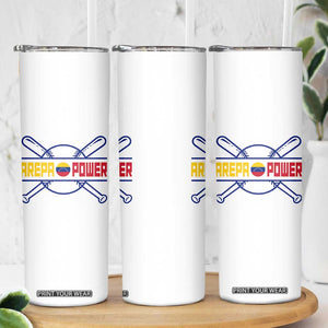 Arepa Power Baseball Crossed Bats Skinny Tumbler Funny Venezuelan Pride Gift for Latino Sports Fans TS02 Print Your Wear
