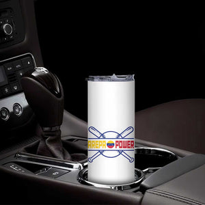 Arepa Power Baseball Crossed Bats Skinny Tumbler Funny Venezuelan Pride Gift for Latino Sports Fans TS02 Print Your Wear