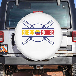 Arepa Power Baseball Crossed Bats Spare Tire Cover Funny Venezuelan Pride Gift for Latino Sports Fans TS02 No hole White Print Your Wear