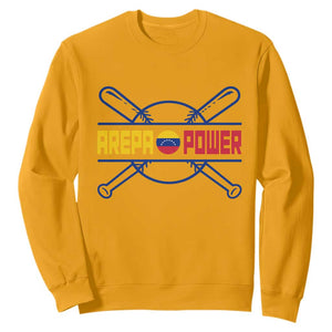 Arepa Power Baseball Crossed Bats Sweatshirt Funny Venezuelan Pride Gift for Latino Sports Fans TS02 Gold Print Your Wear