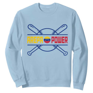 Arepa Power Baseball Crossed Bats Sweatshirt Funny Venezuelan Pride Gift for Latino Sports Fans TS02 Light Blue Print Your Wear