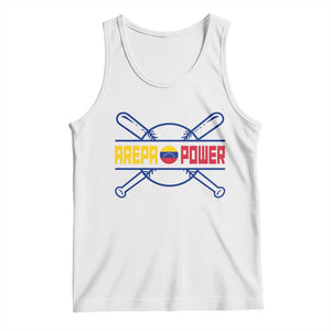 Arepa Power Baseball Crossed Bats Tank Top Funny Venezuelan Pride Gift for Latino Sports Fans TS02 White Print Your Wear
