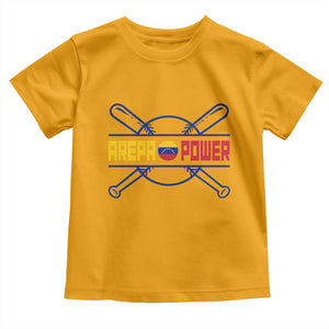 Arepa Power Baseball Crossed Bats Toddler T Shirt Funny Venezuelan Pride Gift for Latino Sports Fans TS02 Gold Print Your Wear