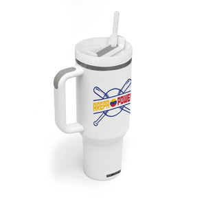 Arepa Power Baseball Crossed Bats Tumbler With Handle Funny Venezuelan Pride Gift for Latino Sports Fans TS02 Print Your Wear