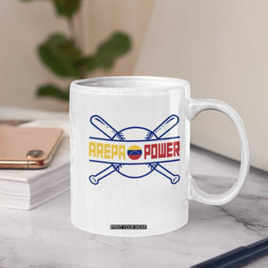 Arepa Power Baseball Crossed Bats Coffee Mug - Funny Venezuelan Pride Gift for Latino Sports Fans TS02 Print Your Wear