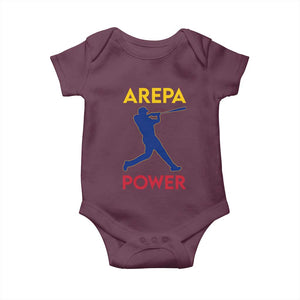 Arepa Power Baseball Batter Silhouette Baby Onesie Venezuelan Pride Beisbol for Baseball Fans TS02 Maroon Print Your Wear