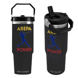 Arepa Power Baseball Batter Silhouette Flip Straw Tumbler Venezuelan Pride Beisbol for Baseball Fans TS02 One Size: 30 oz Black Print Your Wear