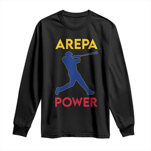 Arepa Power Baseball Batter Silhouette Long Sleeve Shirt Venezuelan Pride Beisbol for Baseball Fans TS02 Black Print Your Wear
