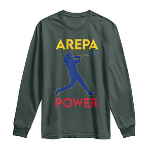 Arepa Power Baseball Batter Silhouette Long Sleeve Shirt Venezuelan Pride Beisbol for Baseball Fans TS02 Dark Forest Green Print Your Wear