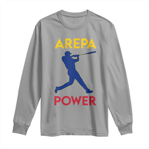 Arepa Power Baseball Batter Silhouette Long Sleeve Shirt Venezuelan Pride Beisbol for Baseball Fans TS02 Sport Gray Print Your Wear