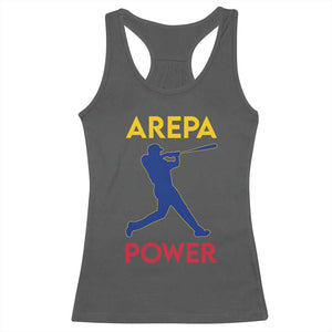 Arepa Power Baseball Batter Silhouette Racerback Tank Top Venezuelan Pride Beisbol for Baseball Fans TS02 Dark Heather Print Your Wear