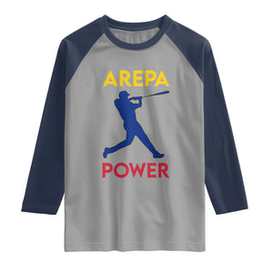 Arepa Power Baseball Batter Silhouette Raglan Shirt Venezuelan Pride Beisbol for Baseball Fans TS02 Sport Gray Navy Print Your Wear