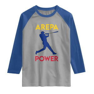 Arepa Power Baseball Batter Silhouette Raglan Shirt Venezuelan Pride Beisbol for Baseball Fans TS02 Sport Gray Royal Print Your Wear