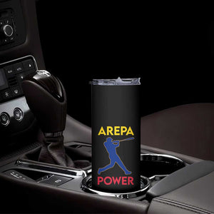 Arepa Power Baseball Batter Silhouette Skinny Tumbler Venezuelan Pride Beisbol for Baseball Fans TS02 Print Your Wear