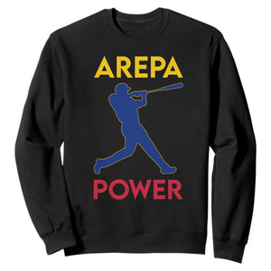 Arepa Power Baseball Batter Silhouette Sweatshirt Venezuelan Pride Beisbol for Baseball Fans TS02 Black Print Your Wear