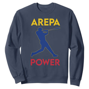 Arepa Power Baseball Batter Silhouette Sweatshirt Venezuelan Pride Beisbol for Baseball Fans TS02 Navy Print Your Wear