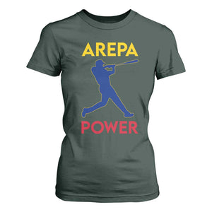 Arepa Power Baseball Batter Silhouette T Shirt For Women Venezuelan Pride Beisbol for Baseball Fans TS02 Dark Forest Green Print Your Wear