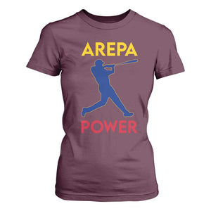 Arepa Power Baseball Batter Silhouette T Shirt For Women Venezuelan Pride Beisbol for Baseball Fans TS02 Maroon Print Your Wear