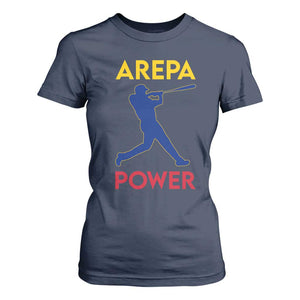 Arepa Power Baseball Batter Silhouette T Shirt For Women Venezuelan Pride Beisbol for Baseball Fans TS02 Navy Print Your Wear