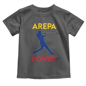 Arepa Power Baseball Batter Silhouette Toddler T Shirt Venezuelan Pride Beisbol for Baseball Fans TS02 Dark Heather Print Your Wear