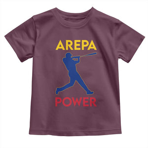 Arepa Power Baseball Batter Silhouette Toddler T Shirt Venezuelan Pride Beisbol for Baseball Fans TS02 Maroon Print Your Wear