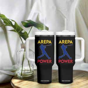 Arepa Power Baseball Batter Silhouette Tumbler With Handle Venezuelan Pride Beisbol for Baseball Fans TS02 Print Your Wear