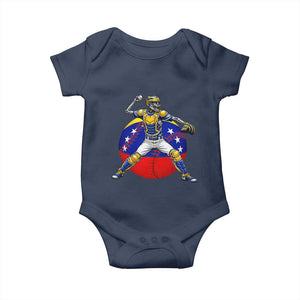 Venezuela Baseball Pitcher Skeleton Baby Onesie Venezuelan Flag Venezuela Pride Sports Fans TS02 Navy Print Your Wear