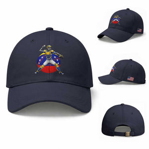 Venezuela Baseball Pitcher Skeleton Baseball Cap Venezuelan Flag Venezuela Pride Sports Fans TS02 Baseball Cap Universal Fit Navy Print Your Wear