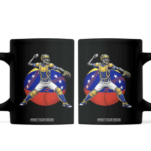 Venezuela Baseball Pitcher Skeleton Coffee Mug Venezuelan Flag Venezuela Pride Sports Fans TS02 Black Print Your Wear