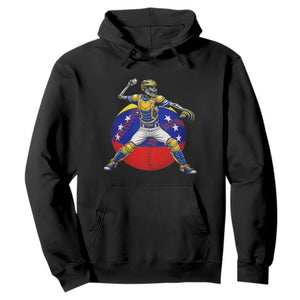 Venezuela Baseball Pitcher Skeleton Hoodie Venezuelan Flag Venezuela Pride Sports Fans TS02 Black Print Your Wear