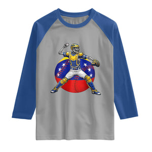 Venezuela Baseball Pitcher Skeleton Raglan Shirt Venezuelan Flag Venezuela Pride Sports Fans TS02 Sport Gray Royal Print Your Wear