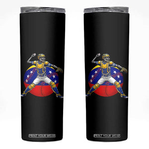 Venezuela Baseball Pitcher Skeleton Skinny Tumbler Venezuelan Flag Venezuela Pride Sports Fans TS02 Black Print Your Wear