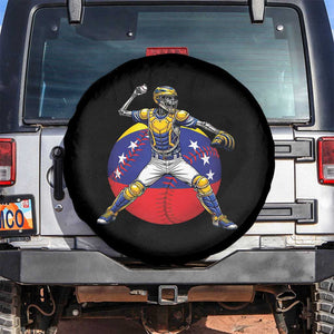 Venezuela Baseball Pitcher Skeleton Spare Tire Cover Venezuelan Flag Venezuela Pride Sports Fans TS02 No hole Black Print Your Wear