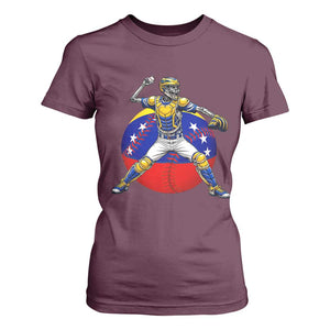 Venezuela Baseball Pitcher Skeleton T Shirt For Women Venezuelan Flag Venezuela Pride Sports Fans TS02 Maroon Print Your Wear