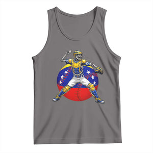 Venezuela Baseball Pitcher Skeleton Tank Top Venezuelan Flag Venezuela Pride Sports Fans TS02 Deep Heather Print Your Wear