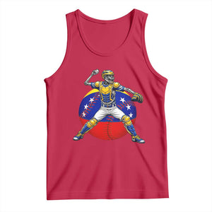 Venezuela Baseball Pitcher Skeleton Tank Top Venezuelan Flag Venezuela Pride Sports Fans TS02 Red Print Your Wear