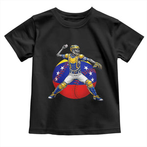 Venezuela Baseball Pitcher Skeleton Toddler T Shirt Venezuelan Flag Venezuela Pride Sports Fans TS02 Black Print Your Wear