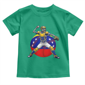Venezuela Baseball Pitcher Skeleton Toddler T Shirt Venezuelan Flag Venezuela Pride Sports Fans TS02 Irish Green Print Your Wear