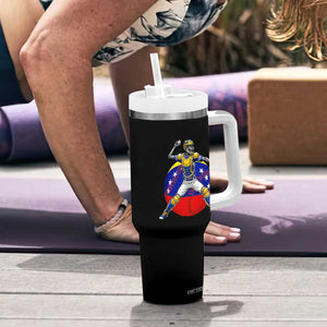 Venezuela Baseball Pitcher Skeleton Tumbler With Handle Venezuelan Flag Venezuela Pride Sports Fans TS02 Print Your Wear