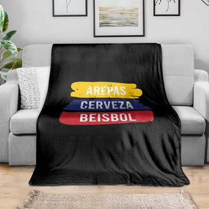 Arepas Cerveza Beisbol Venezuela Things Throw Blanket Funny Latino Food Beer and Baseball Pride TS02 Print Your Wear
