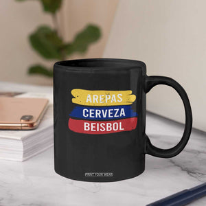 Arepas Cerveza Beisbol Venezuela Things Coffee Mug Funny Latino Food Beer and Baseball Pride TS02 Print Your Wear