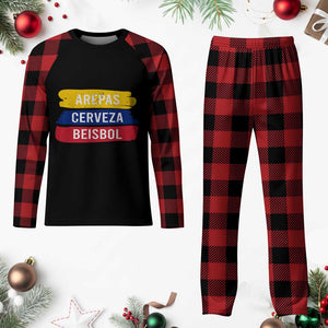 Arepas Cerveza Beisbol Venezuela Things Plaid Pajama Set Funny Latino Food Beer and Baseball Pride TS02 Buffalo Plaid Print Your Wear
