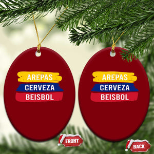 Arepas Cerveza Beisbol Venezuela Things Ceramic Ornament Funny Latino Food Beer and Baseball Pride TS02 Print Your Wear