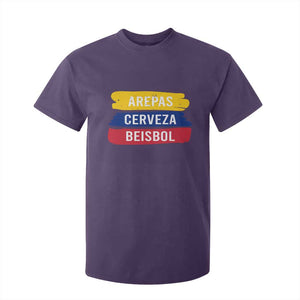 Arepas Cerveza Beisbol Venezuela Things T Shirt For Kid Funny Latino Food Beer and Baseball Pride TS02 Purple Print Your Wear
