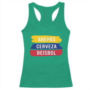 Arepas Cerveza Beisbol Venezuela Things Racerback Tank Top Funny Latino Food Beer and Baseball Pride TS02 Irish Green Print Your Wear