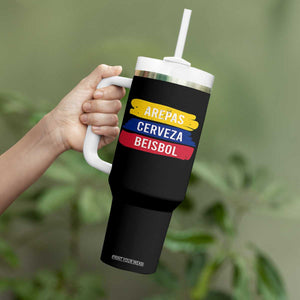 Arepas Cerveza Beisbol Venezuela Things Tumbler With Handle Funny Latino Food Beer and Baseball Pride TS02 Print Your Wear