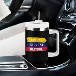 Arepas Cerveza Beisbol Venezuela Things Tumbler With Handle Funny Latino Food Beer and Baseball Pride TS02 Print Your Wear
