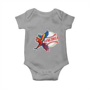 Venezuela Baseball Flying Scarlet Macaw and Ball Baby Onesie Ara Macao Guacamaya Venezuelan Pride TS02 Sport Gray Print Your Wear